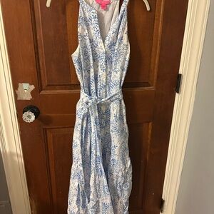 Lilly Pulitzer Blue and White Floral Maxi Dress